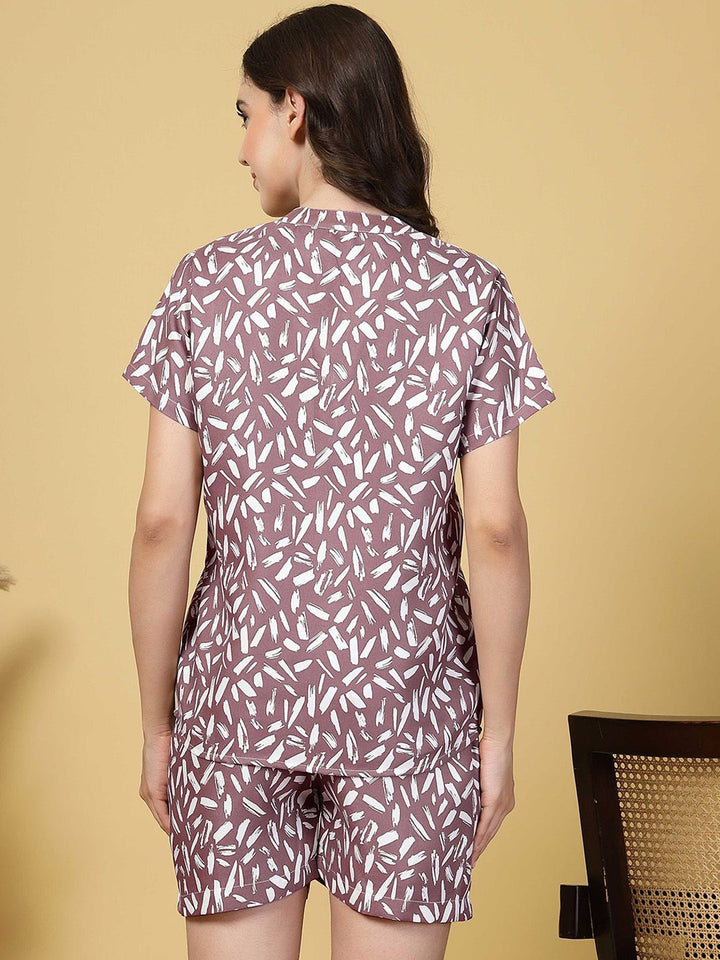 Klotthe Women Abstract Printed T-Shirt & Shorts Pants Night Suit