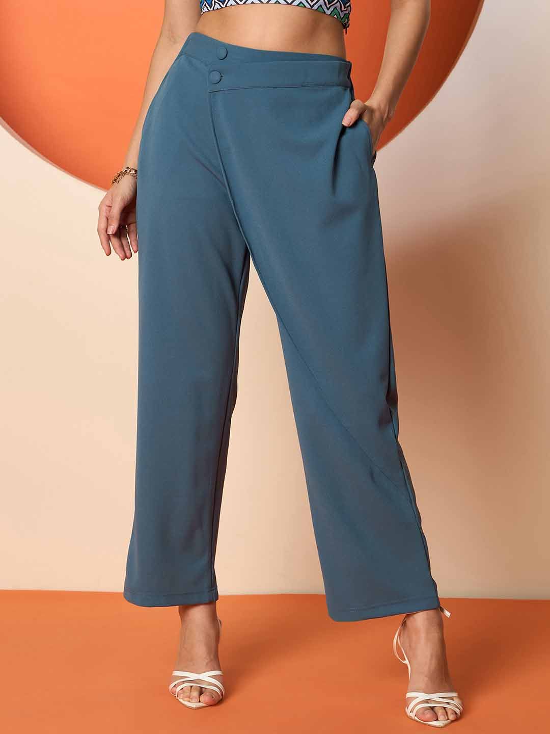 Antheaa Women Solid Smart Straight Fit stretchable Trousers