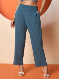 Antheaa Women Solid Smart Straight Fit stretchable Trousers