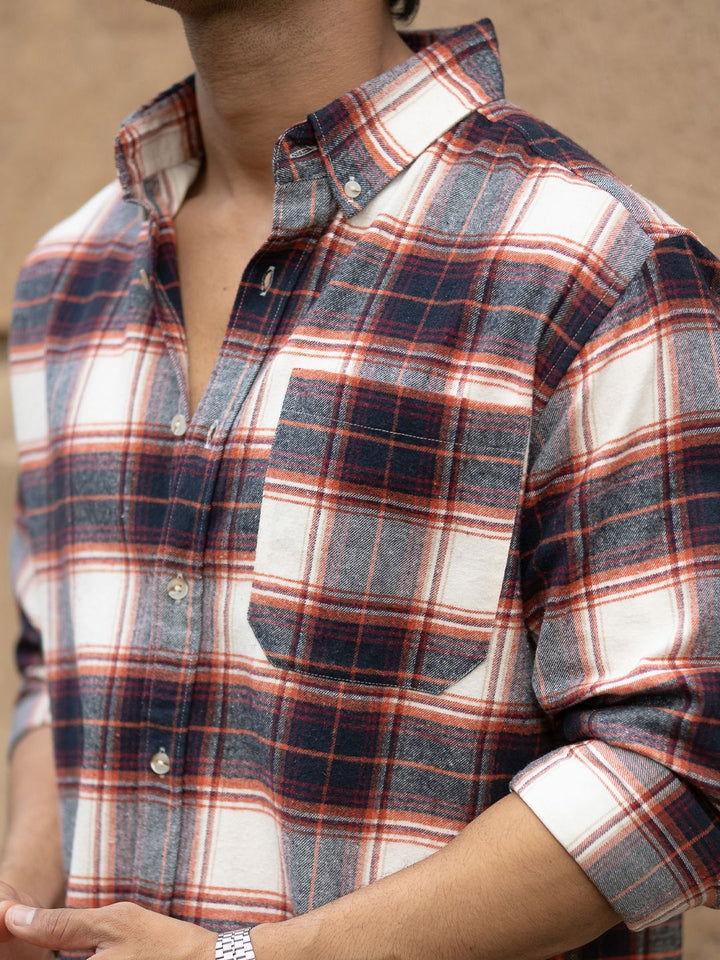 Powerlook SS25 Tartan Checked Pure Cotton Casual Shirt