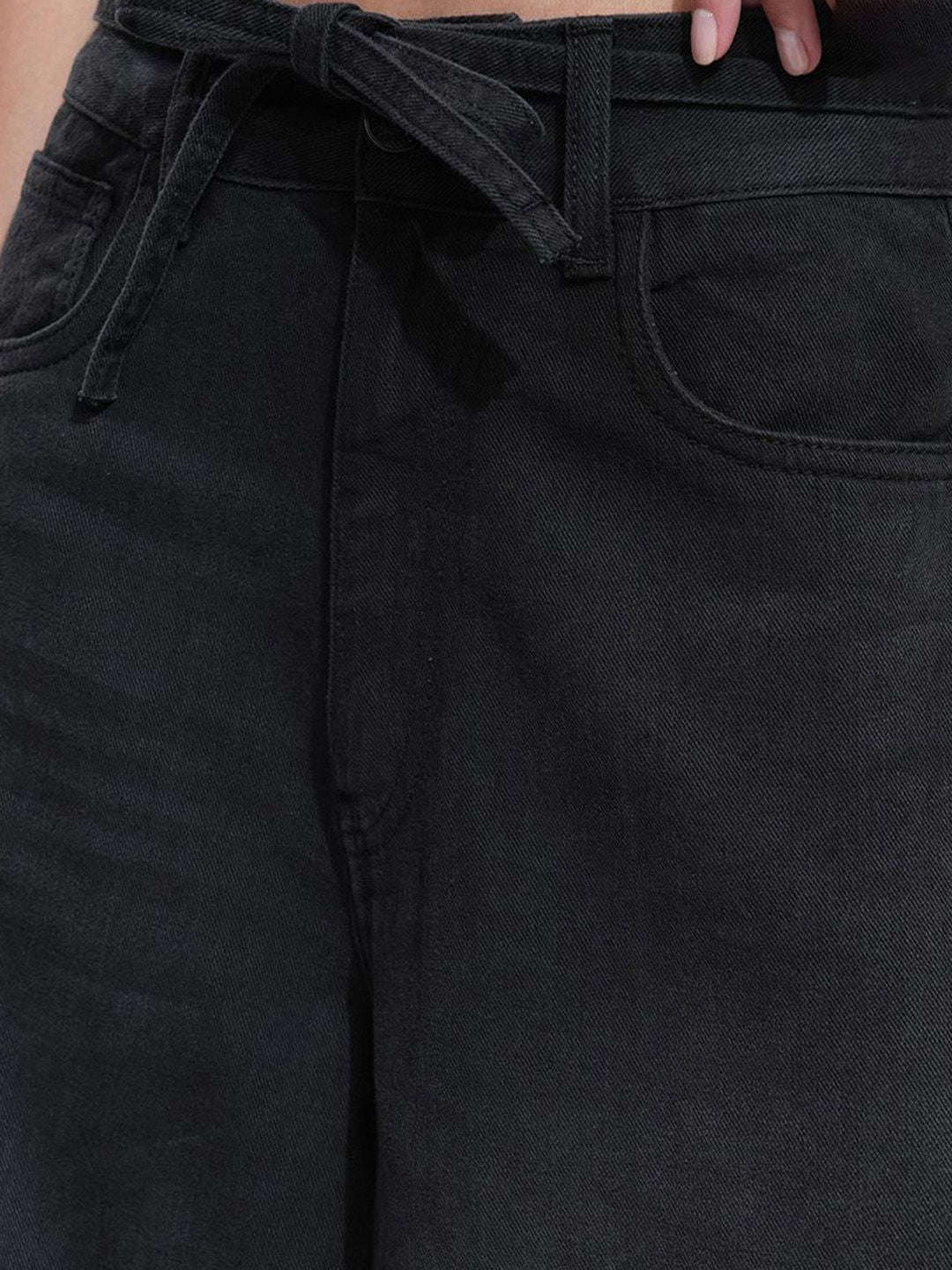 Tokyo Talkies Women High Rise Belted Culotte Fit Jeans