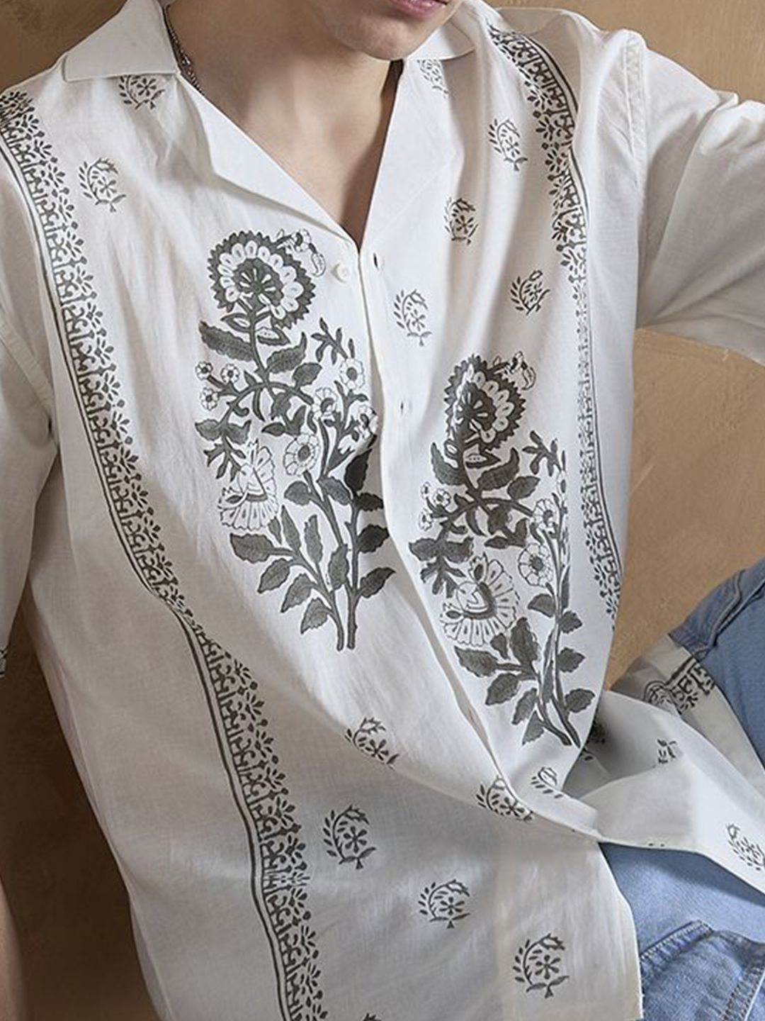 DENNISON Block Printed Oversized Casual Shirt