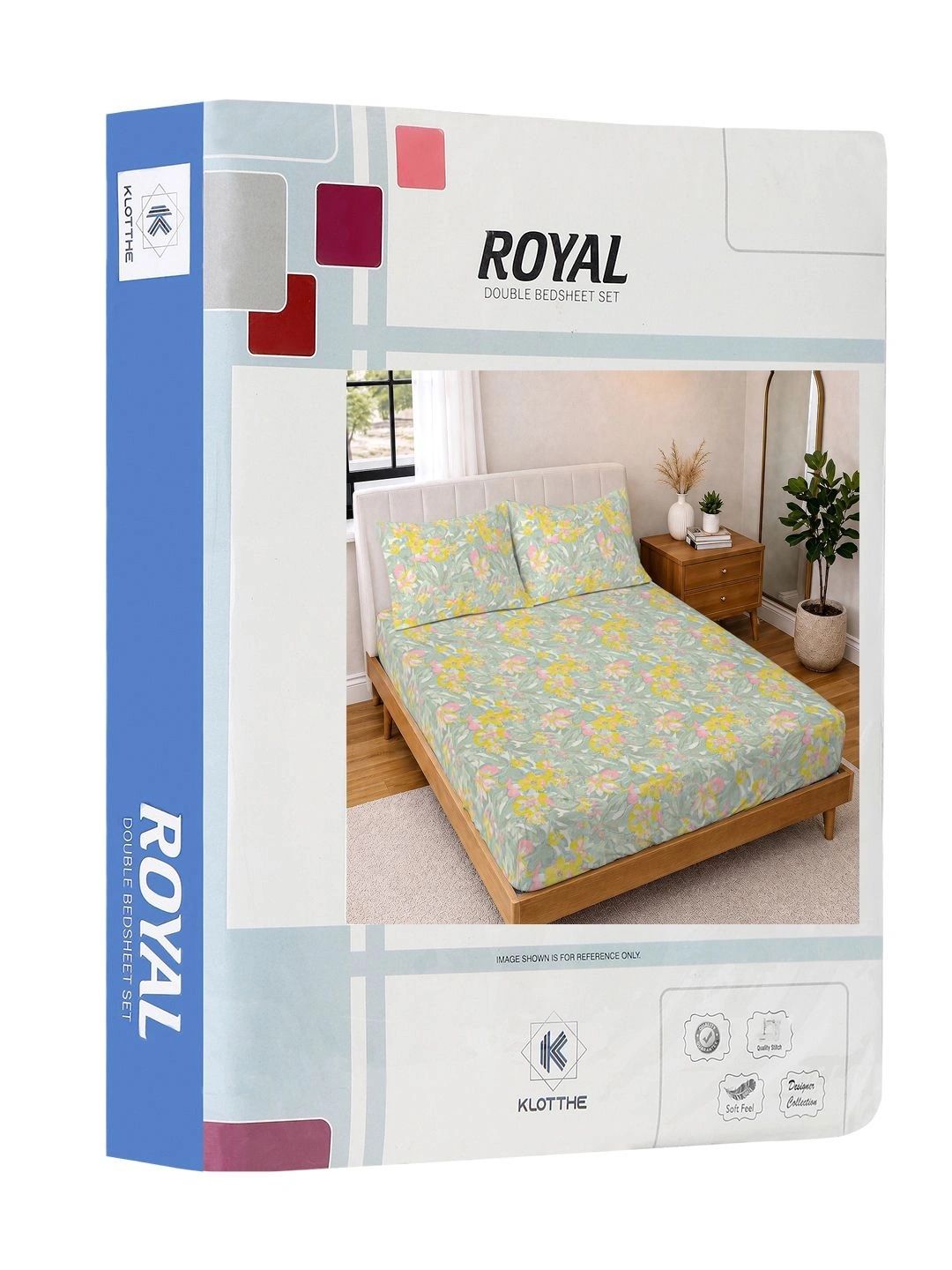 KLOTTHE Hijau & Kuning Bunga 300 TC Cadar King dengan 2 Sarung Bantal