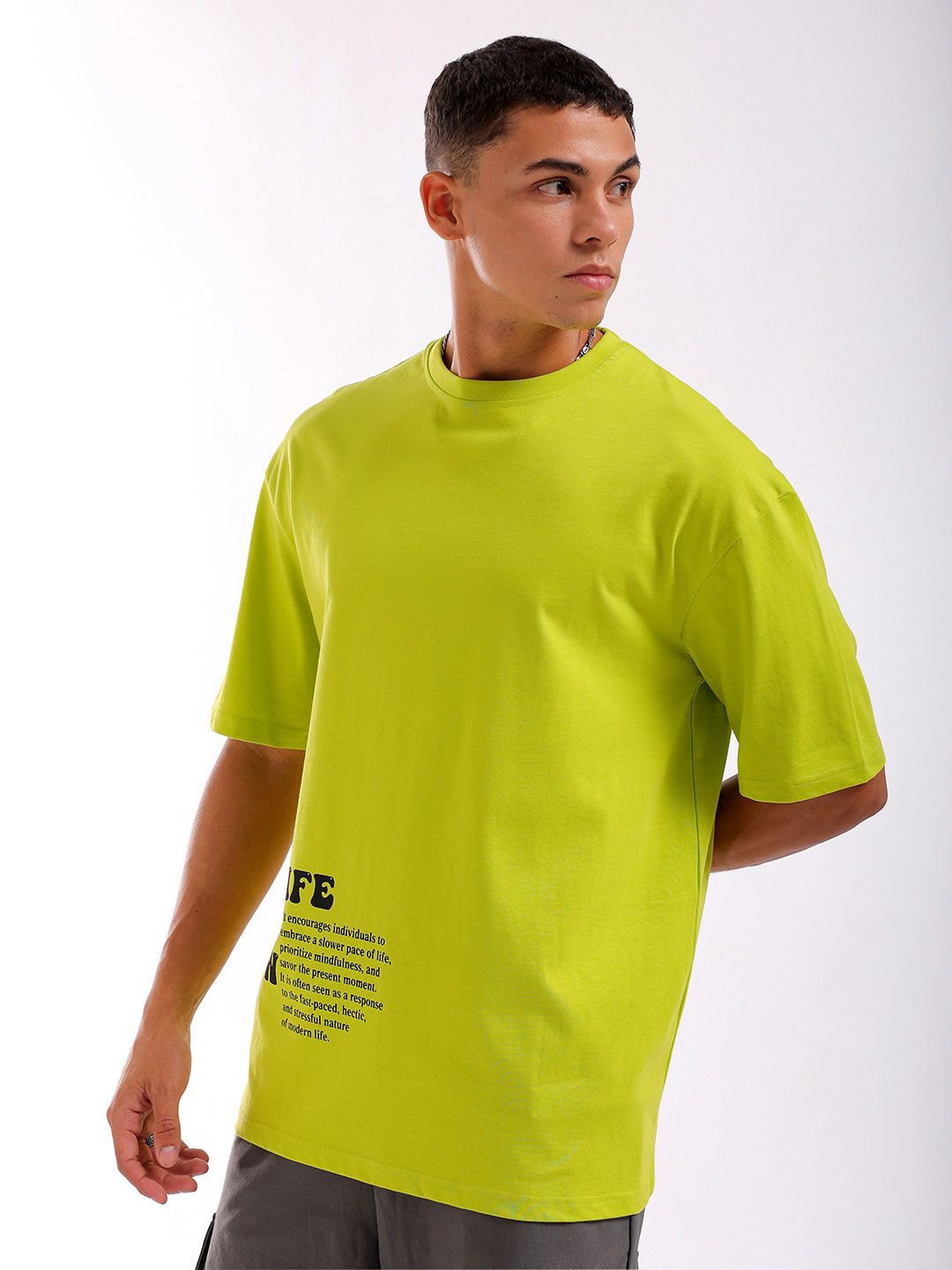 The Indian Garage Co Men Back Printed Round Neck Boxy Oversized T-shirt