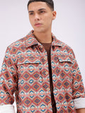 The Indian Garage Co Men Spread Collar Geometric Printed Casual Shirt