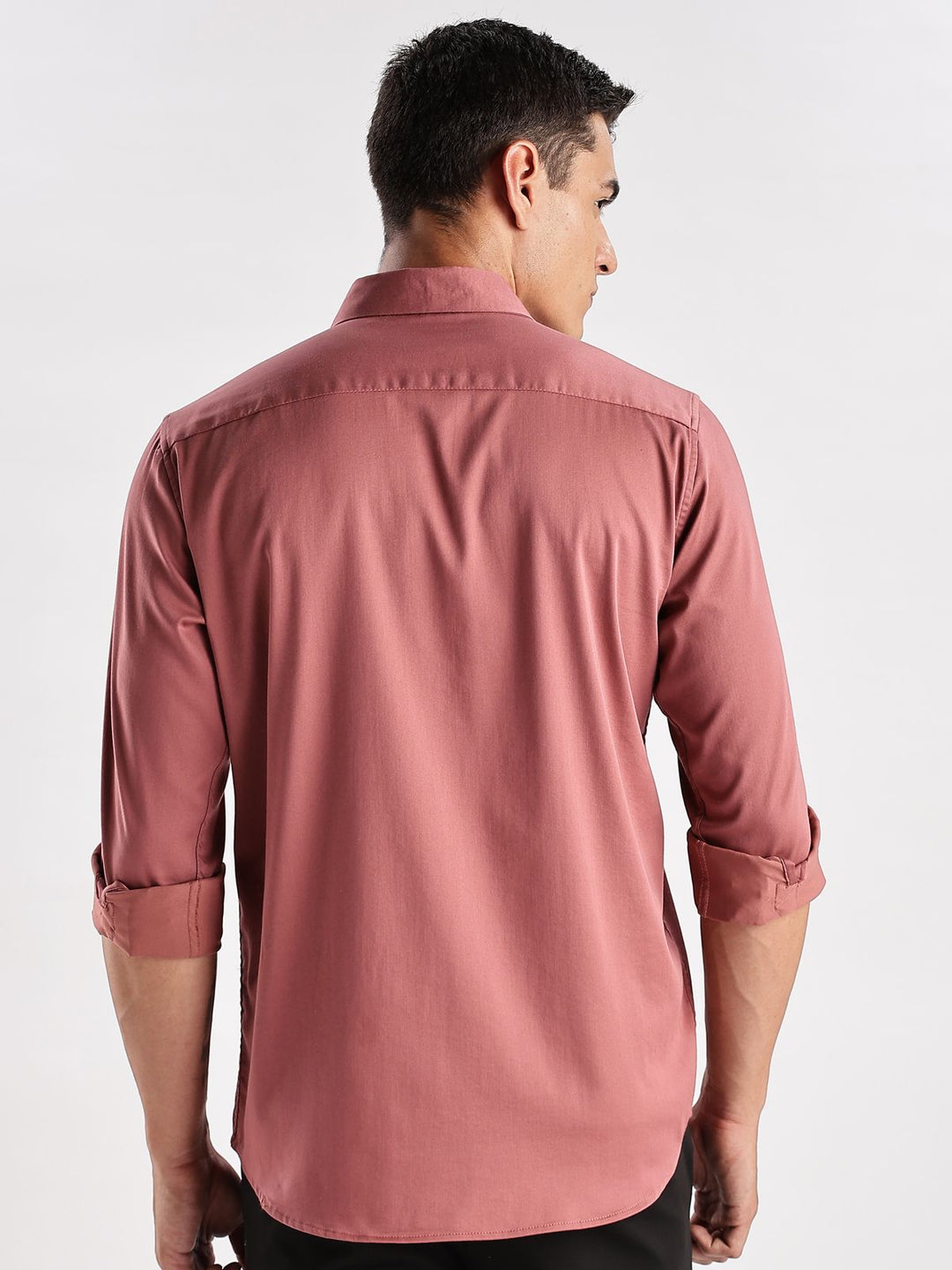 ADRO Men Slim Fit Solid Satin Casual Shirt