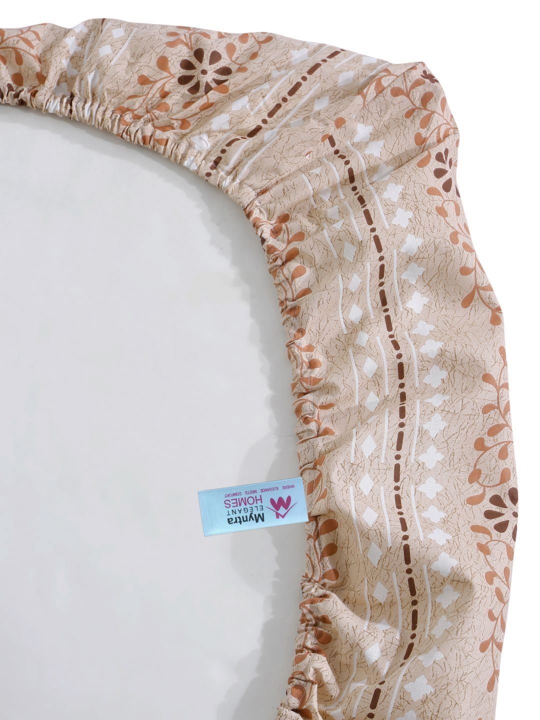 Myntra Elegant Homes Beige & White Floral 400 TC King Bedsheet with 2 Pillow Covers
