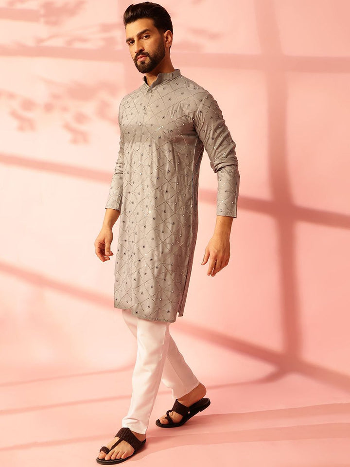 Anouk Men Embroidered Regular Mirror Work Pure Cotton Kurta with Pyjamas