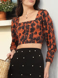 DressBerry Kawaii Dreamscape Square Neck Printed Panelled Crop Top