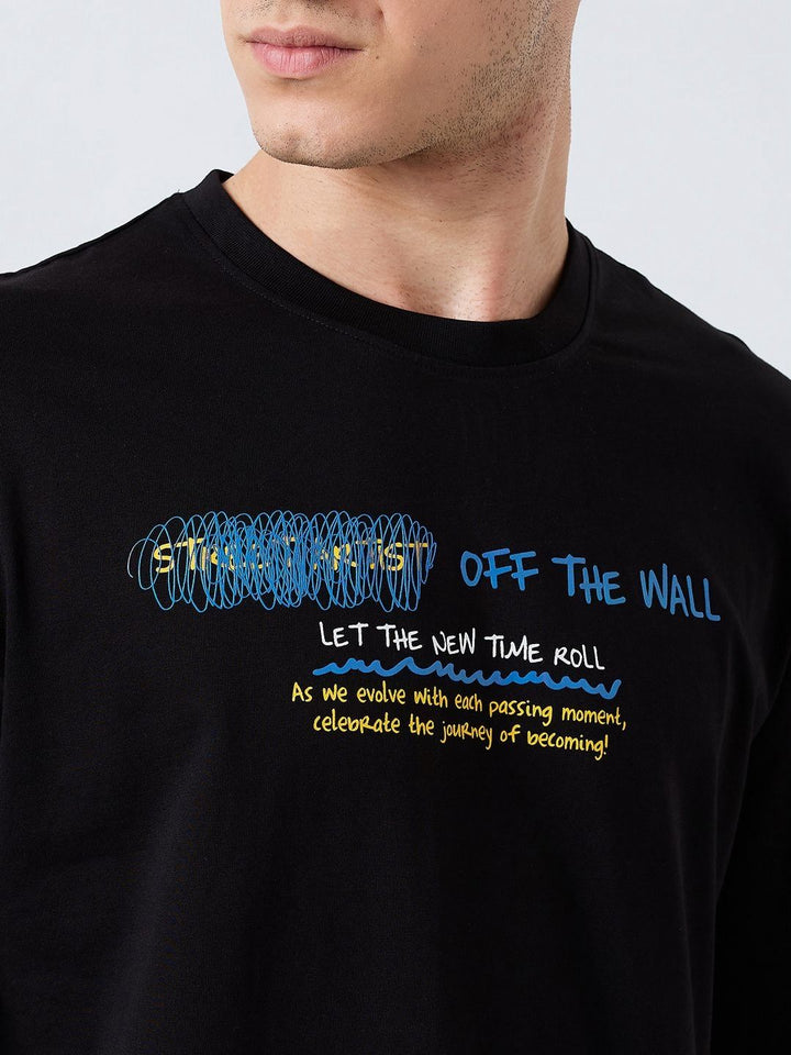 SPYKAR Men Typography Printed Round Neck Cotton Relaxed Fit T-shirt