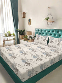 Myntra Elegant Homes Cream Floral Printed Dilengkapi Cadar King 400TC & 2 Sarung Bantal