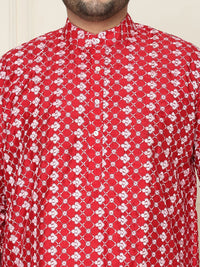 SOJANYA PLUS Motif Etnik Bersulam Kolar Jalur Kurta Lurus Dengan Piyama