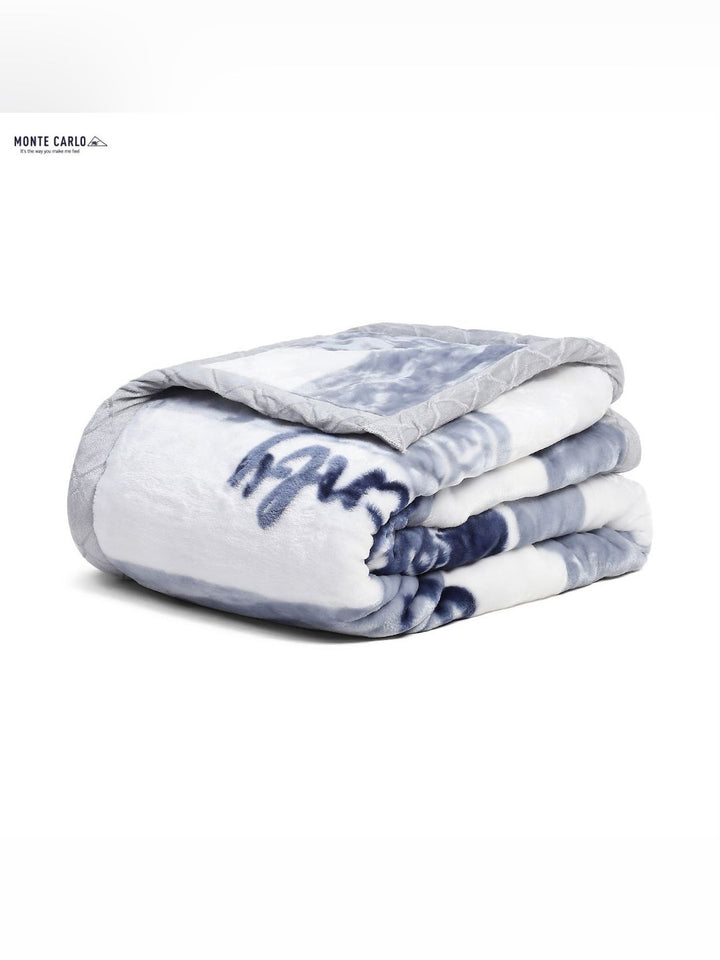 Monte Carlo White & Grey Striped Mild Winter 600 GSM Single Bed Blanket