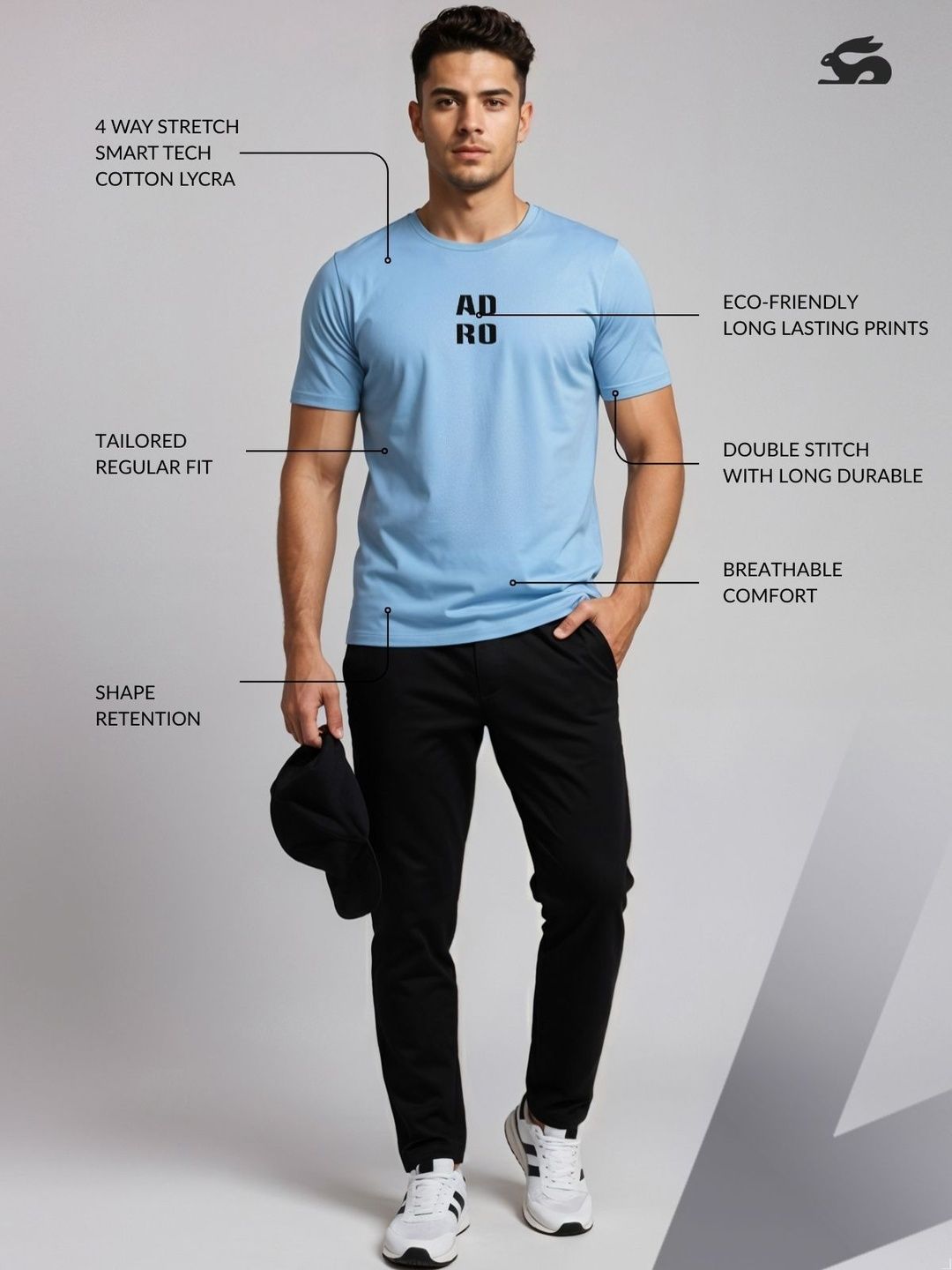ADRO Typography Printed Short Sleeves Cotton Regular Fit T-shirt