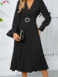 all about you Women V Neck Cuffed Sleeves A-Line Dress
