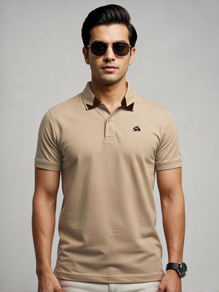 ADRO Men Beige Cotton Tshirts