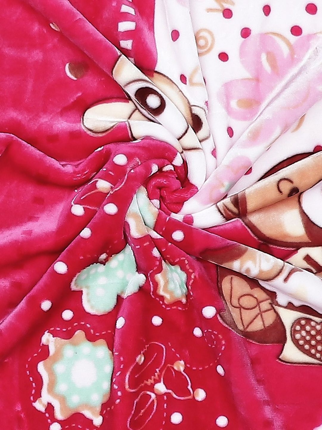 Monte Carlo Pink & Beige Cartoon Characters Mild Winter 550 GSM Single Bed Blanket