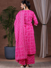Libas Bandhani Printed Pure Cotton Kurta with Palazzos & Dupatta