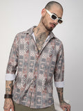 VASTRADO Men Classic Fit Spread Collar Abstract Printed Cotton Casual Shirt
