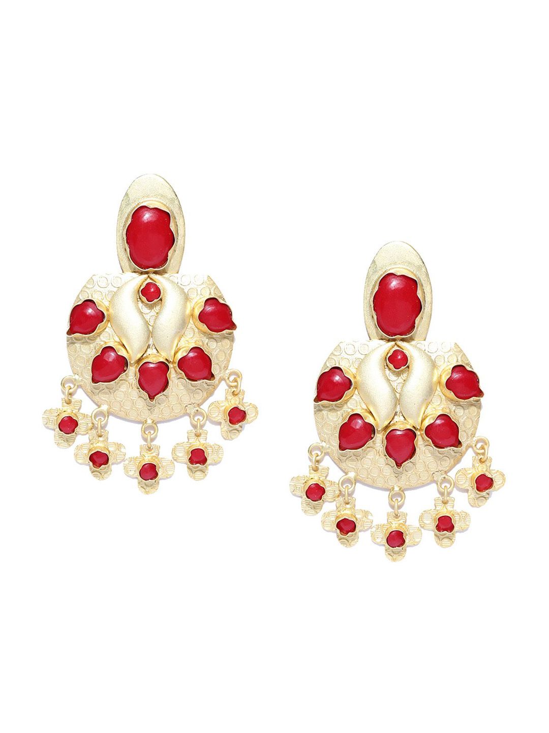 Anting-anting Jatuh Kontemporari Anouk Maroon Saduran Batu Bertampal Emas