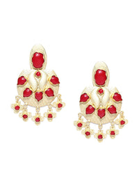 Anting-anting Jatuh Kontemporari Anouk Maroon Saduran Batu Bertampal Emas