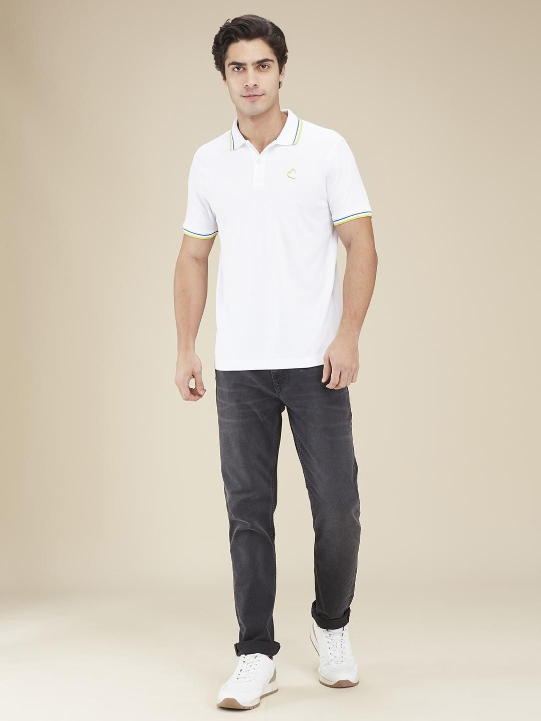 Being Human Men Solid Polo Collar Cotton Slim Fit T-shirt