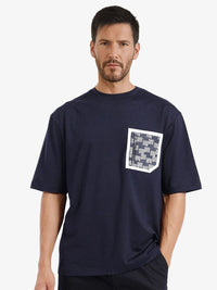 RARE RABBIT Men Solid Round Neck Cotton Oversized T-shirt
