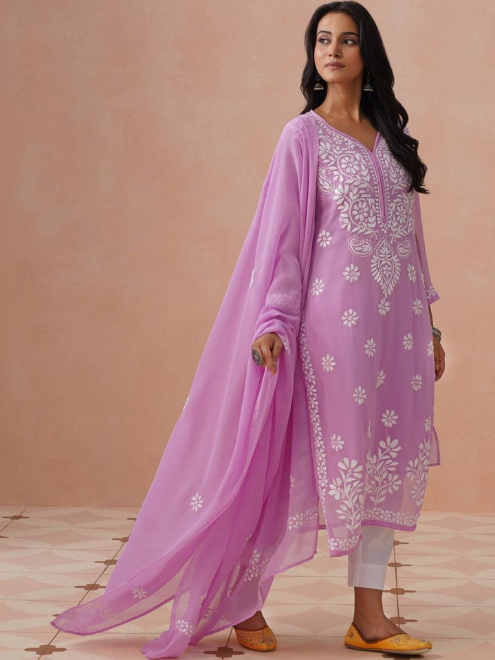 Rumah Wanita Chikankari Bersulam Chikankari Georgette Kurta