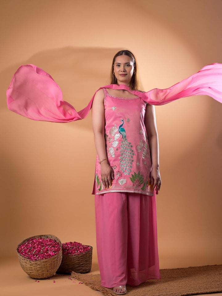 Mamicha Women Ethnic Motifs Regular Pure Cotton Kurti with Palazzos & Dupatta