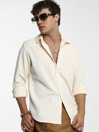 Campus Sutra Men Comfort Spread Collar Textured  Casual Shirt