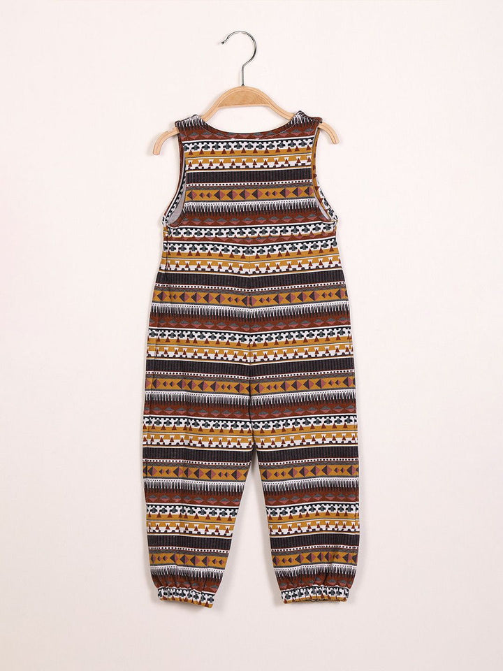 YK Girls Printed Cotton Jumpsuit With T-Shirt