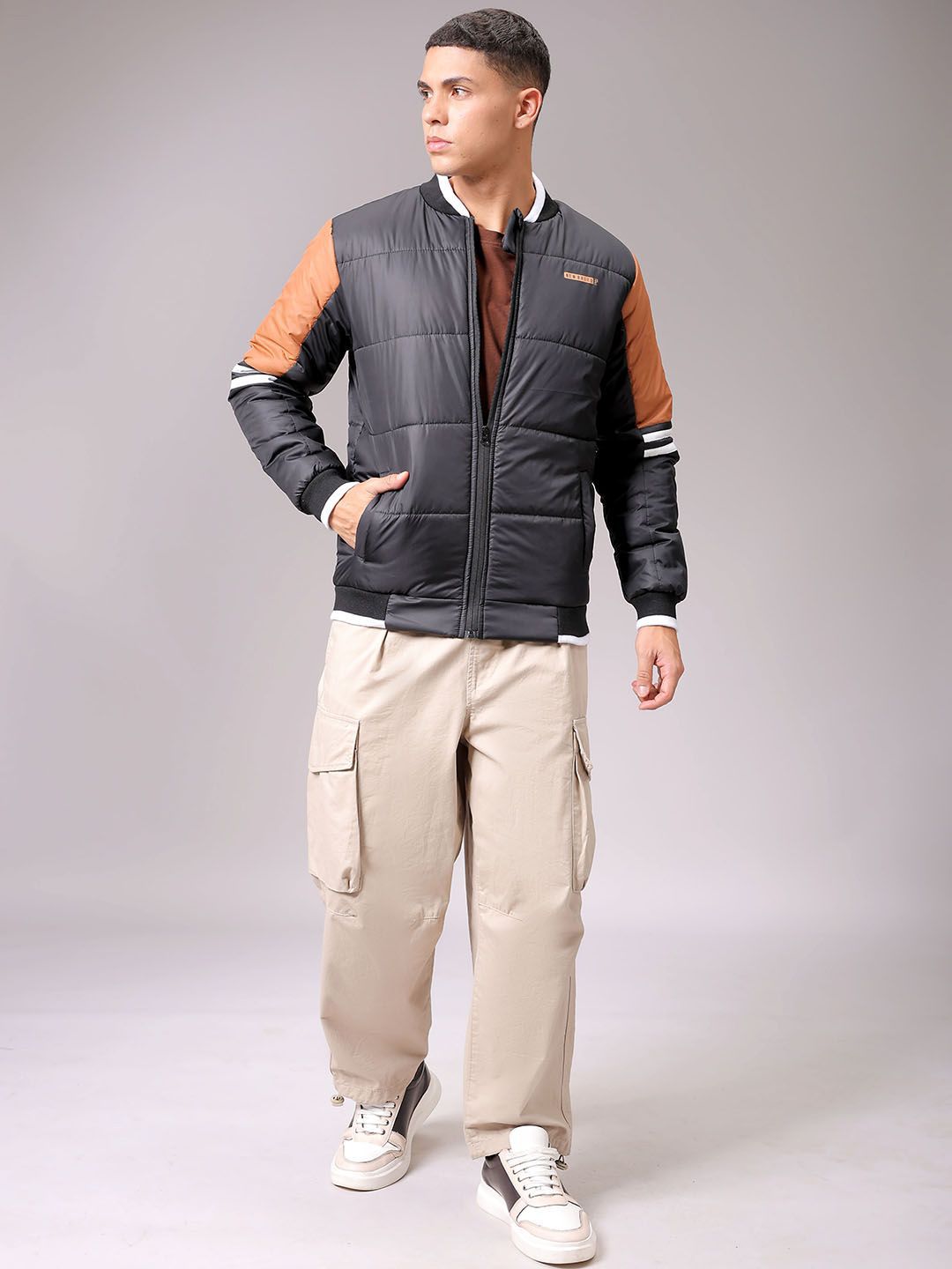 The Indian Garage Co Men Colourblock Slim Fit Puffer Jacket