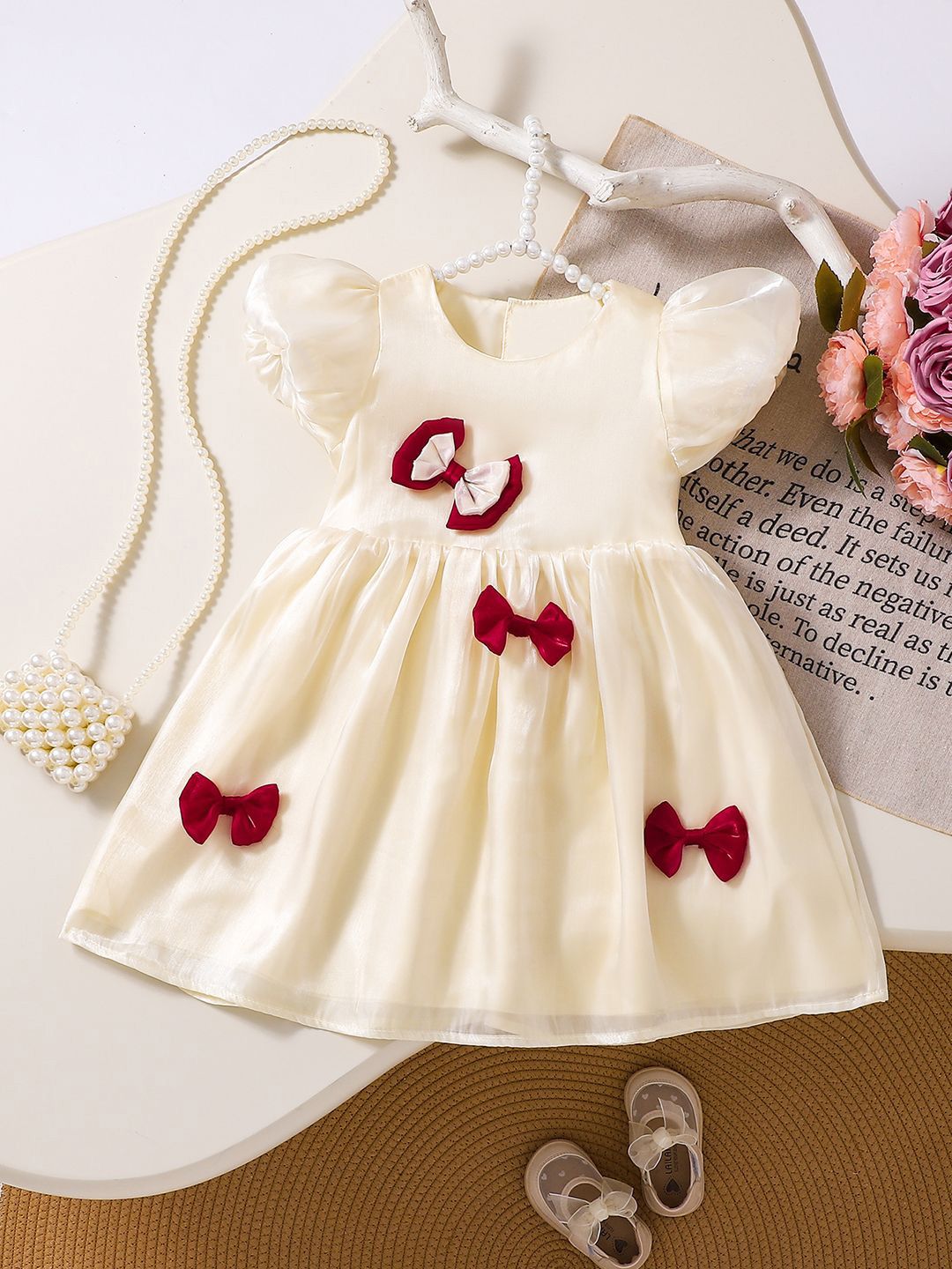 YK Girls Floral Fit & Flare Dress