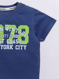 Happy Faces Kids Boys Typography Printed Pure Cotton T-Shirt