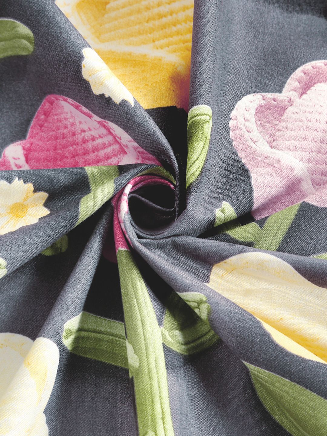 KLOTTHE Grey Floral 300TC King Superfine 7D Cadar & 2 Sarung Bantal-2.50mx2.25m