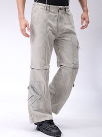Garage Co India Mid Rise Rise Clean kelihatan lebar kaki santai seluar jeans kargo sesuai