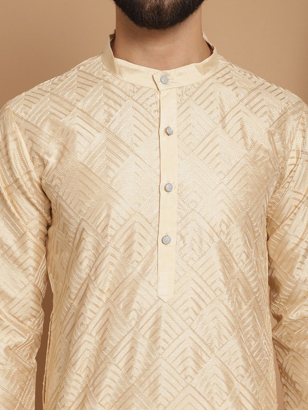 Anouk Embroidered Regular Pure Cotton Thread Work Detail Straight Kurta with Churidar