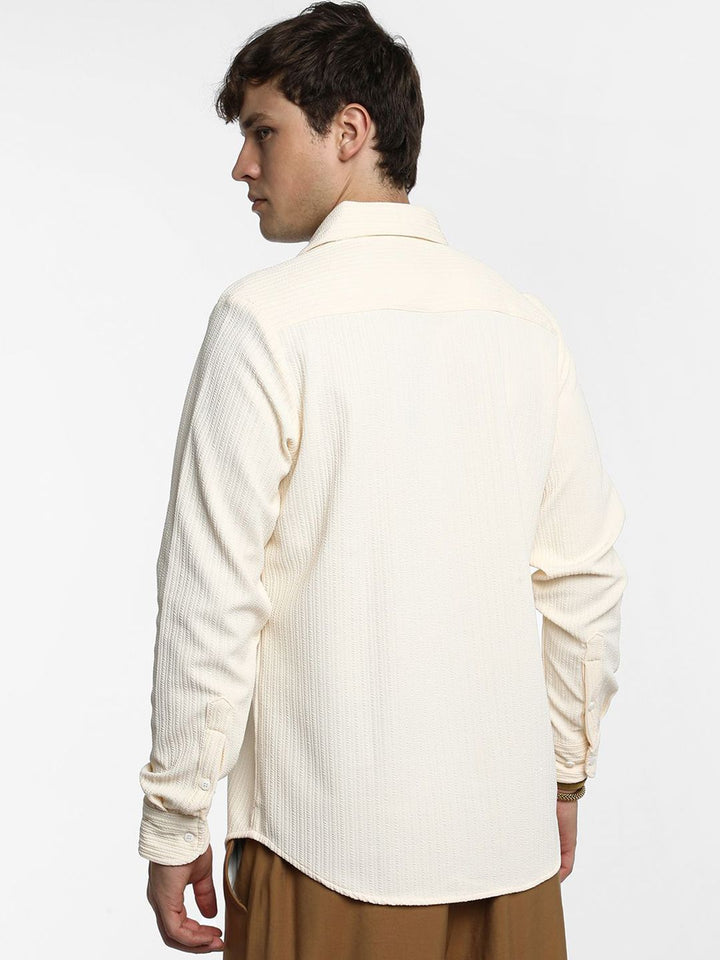 Campus Sutra Men Comfort Spread Collar Textured  Casual Shirt