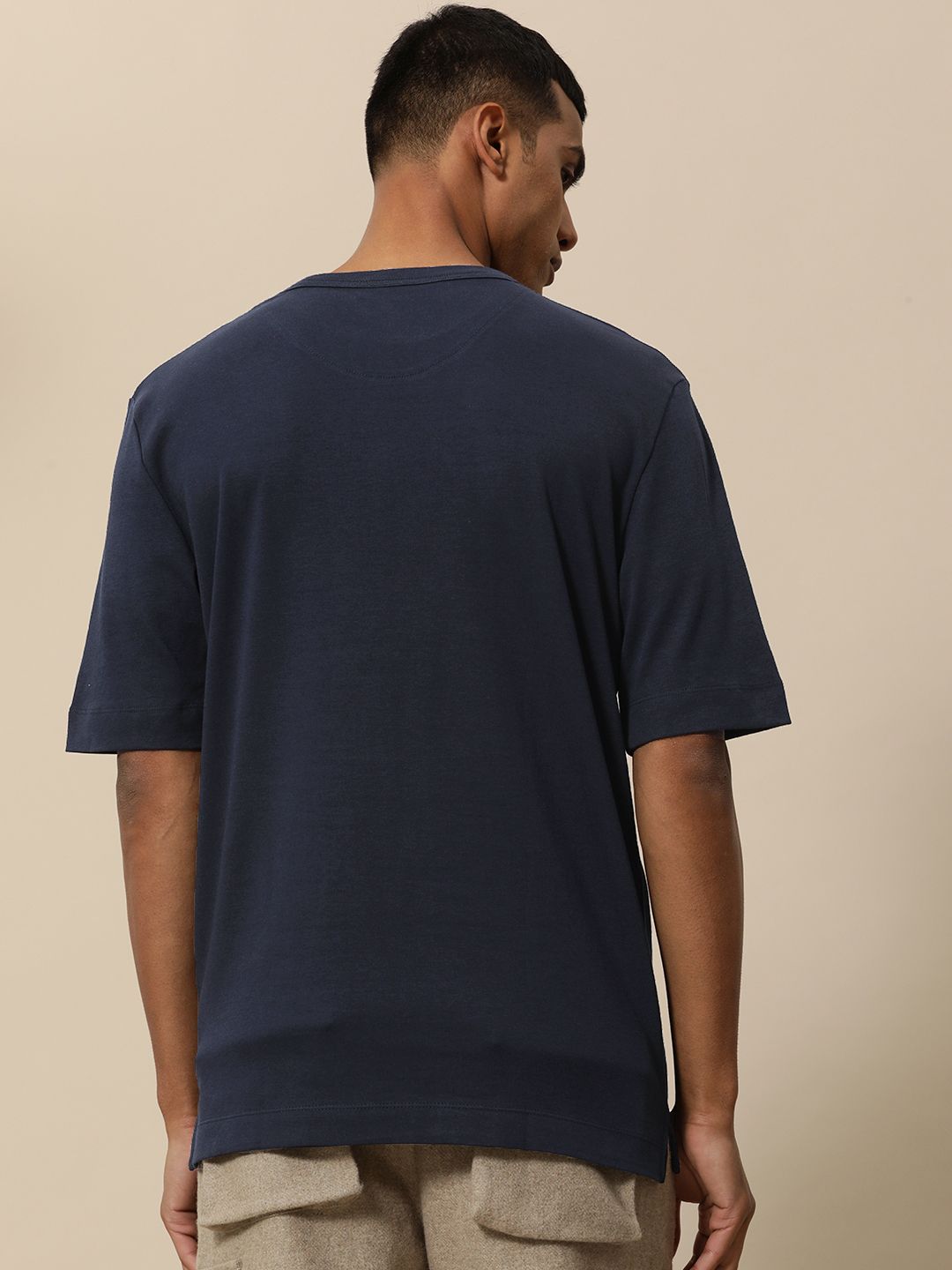 Mr Bowerbird Men Navy Blue Pure Cotton Philosophy Oversized T-shirt