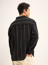 THE BEAR HOUSE Men Spread Collar Vertical Striped Pure Cotton Relaxed Fit Casual Shirt