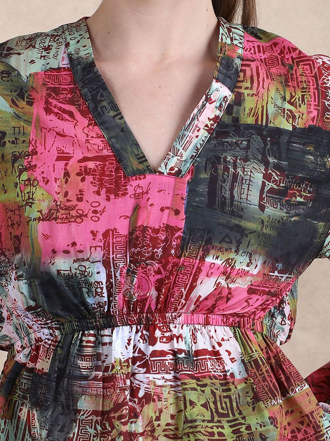 Rareism Women Abstract Abstract dicetak lengan lengan atas kapas