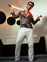 Campus Sutra Men Comfort Fit Ethnic Motifs Printed Spread Collar Casual Shirt
