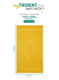 MYTRIDENT Yellow Cotton 500 GSM Bath Towel