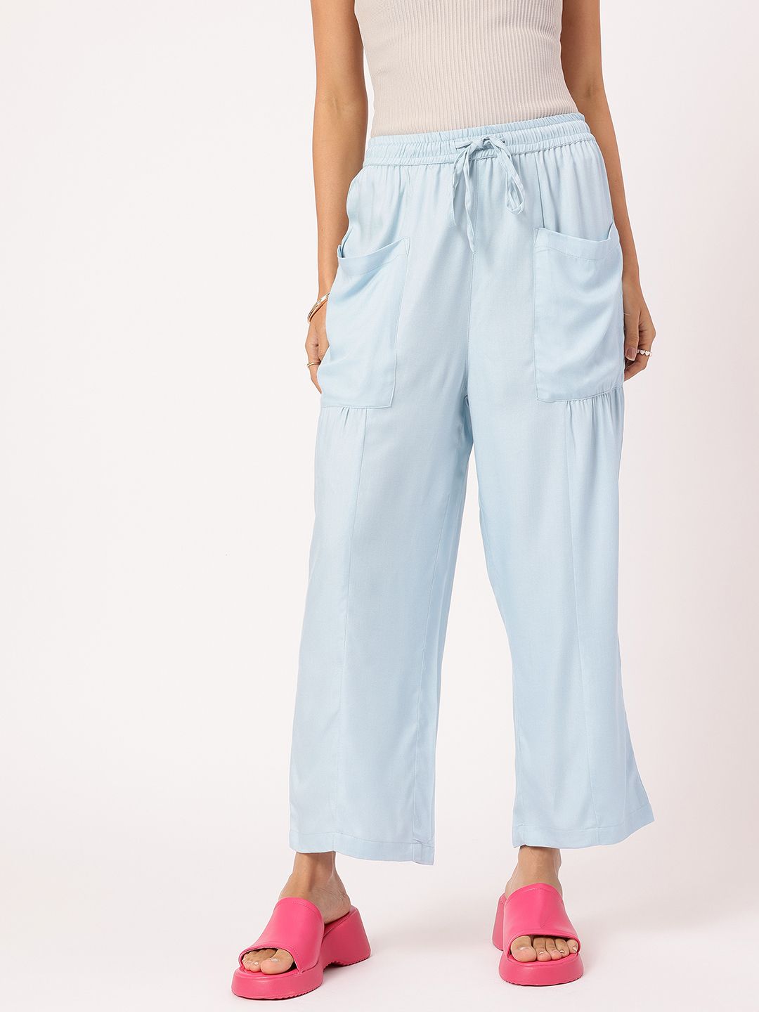 DressBerry Women Timeless Tapestry Relaxed Fit Trousers with Box Pockets