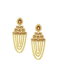 Anouk Gold-Plated Cubic Zirconia Studded Contemporary Drop Earrings