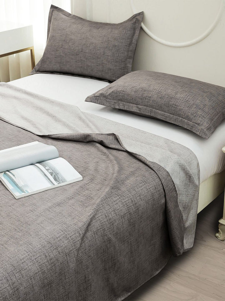Story@home Brown Abstract Printed 240 TC Satin Finish Queen Bedsheet Set