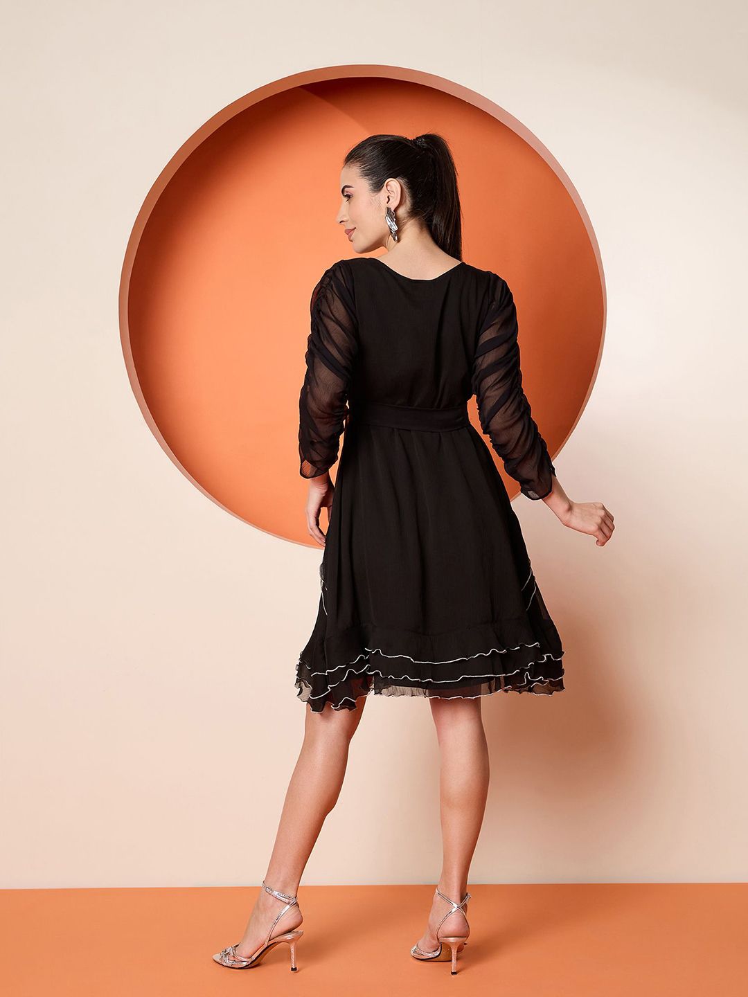 Antheaa Embellished Chiffon A-Line Dress
