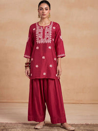 House of Chikankari Women Ethnic Motifs Embroidered Regular Chikankari Kurta with Patiala