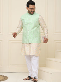 SOJANYA PLUS Jaket Sulam Lelaki Nehru Plus Size