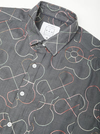 VASTRADO Men Classic Spread Collar Geometric Self Design Cotton Slim Fit Casual Shirt